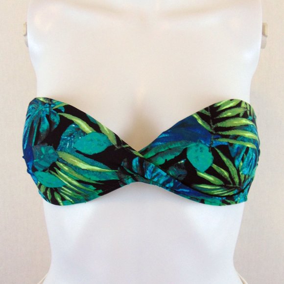 Ardene Swim Tropical Print Cross Over Bikini Top - Picture 3 of 3